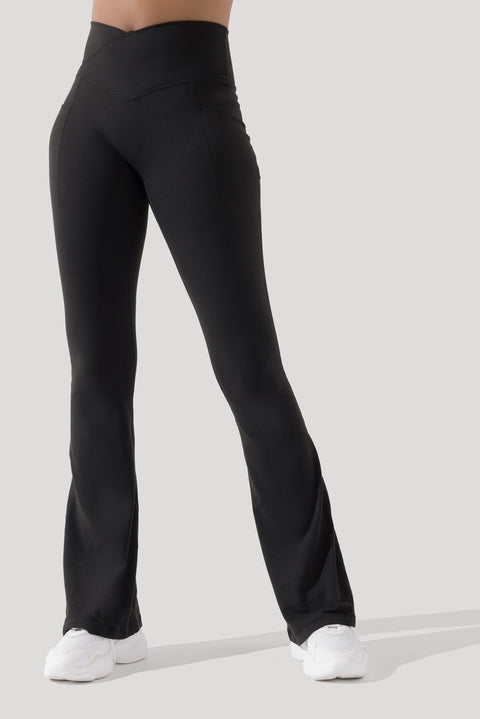 Crisscross Hourglass® Flared Leggings with Pockets - Black – POPFLEX®