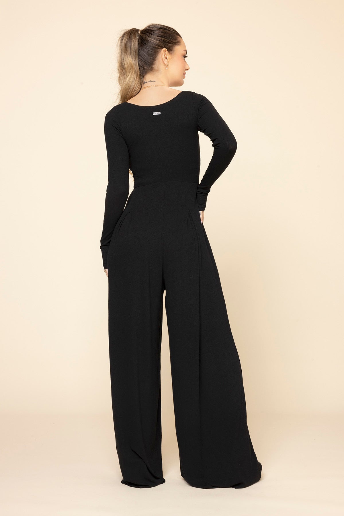 Black bell sleeve shops jumpsuit