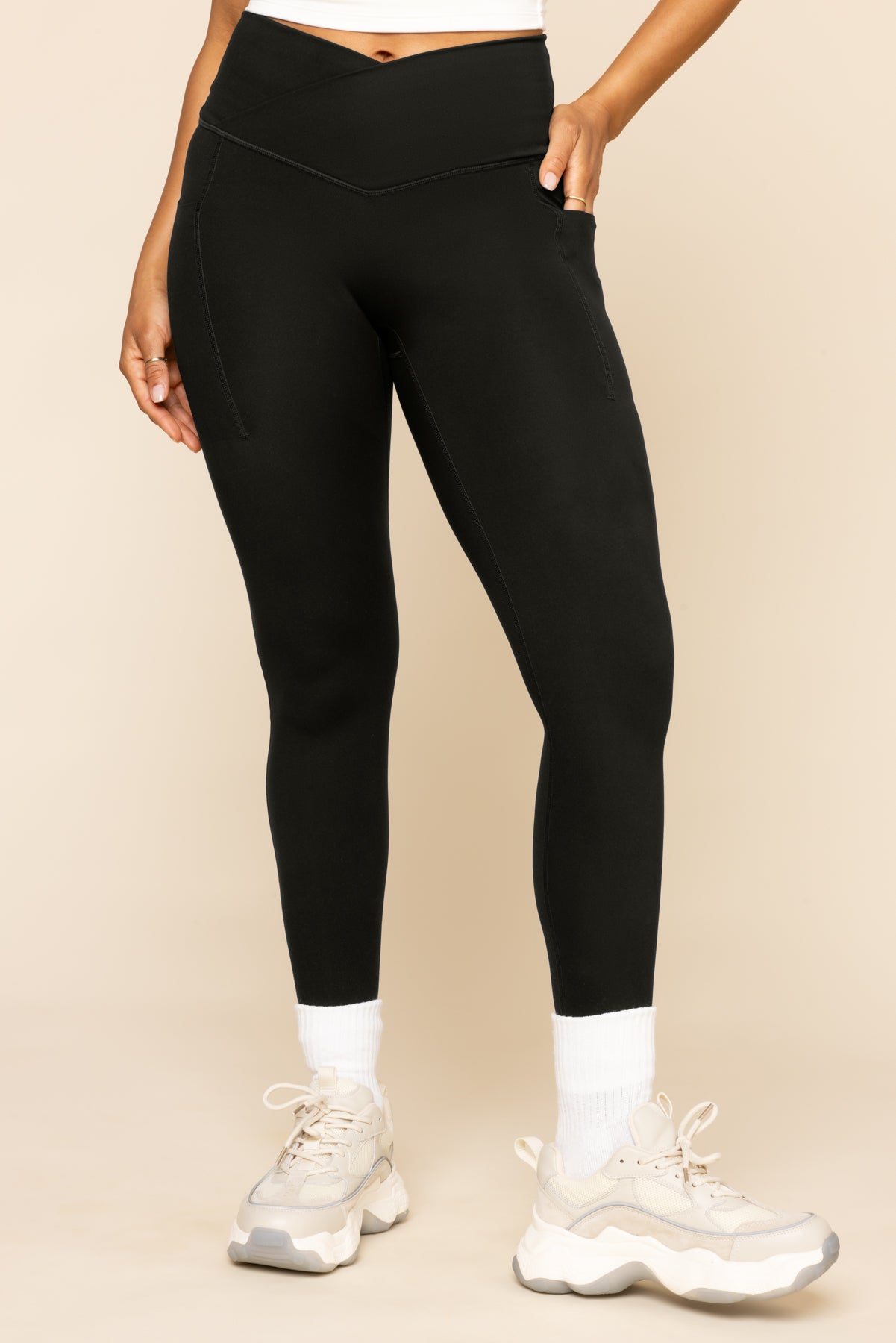 Popflex Crisscross Hourglass Leggings with Pockets Black XXS 27