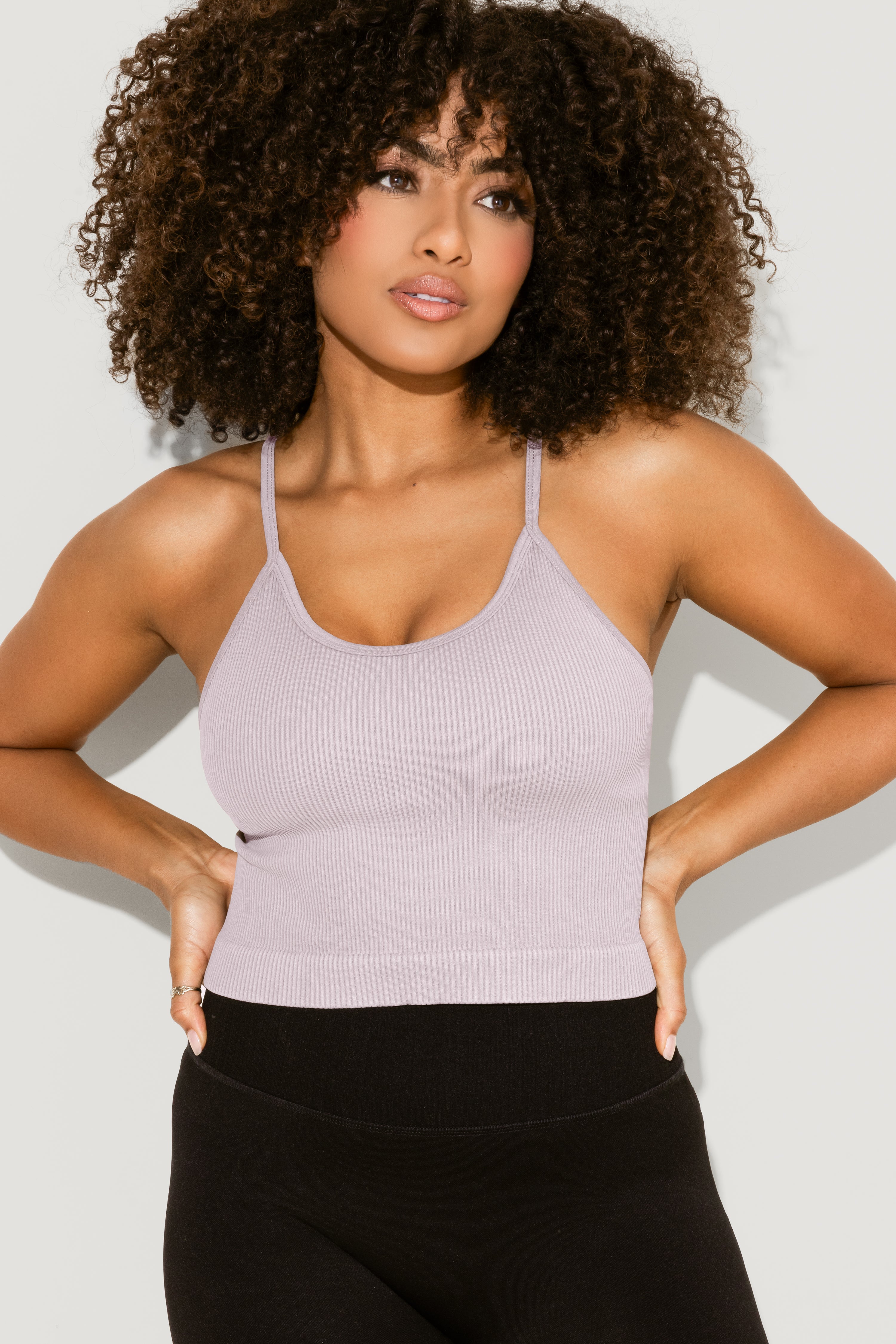 What's the Scoop Seamless Crop Tank - Smoky Lilac