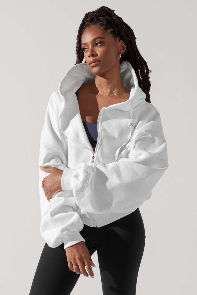 Zip Cloud Hoodie White POPFLEX