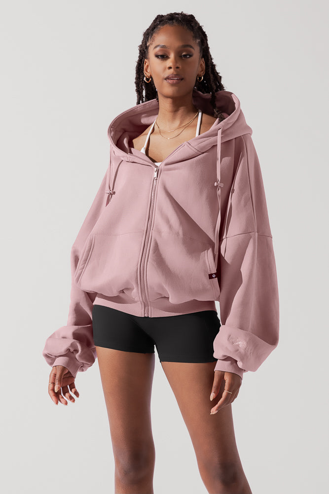 Blush zip outlet up hoodie