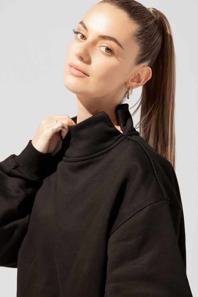 Uptown Mockneck Sweatshirt - Black